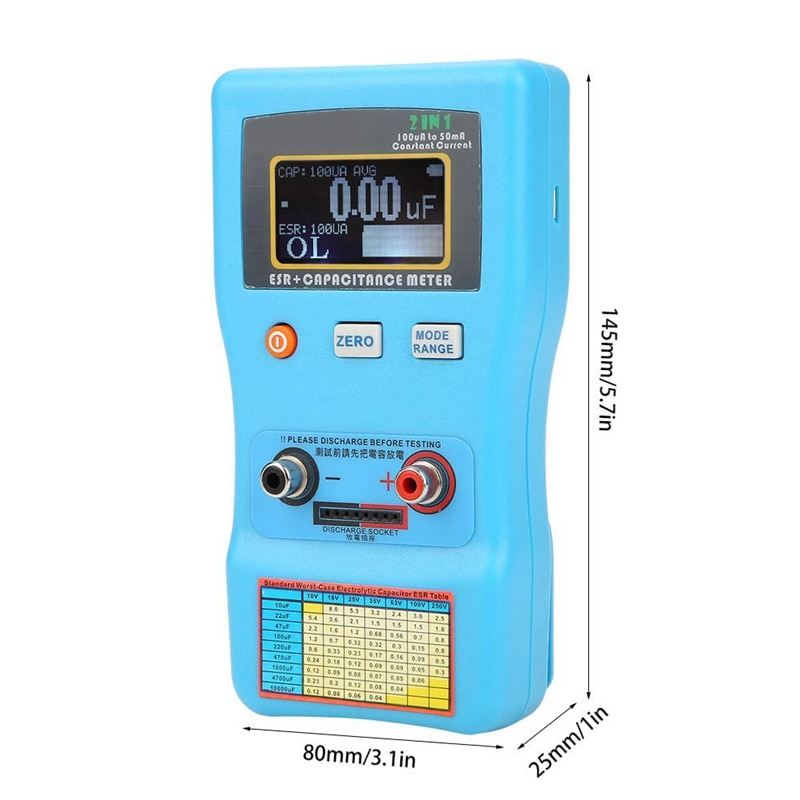 MEC-100 Capacitor Meter, High Precision Digital Display Automatic Range Electrolytic Capacitance ESR Meter,Capacitor Meter Teste