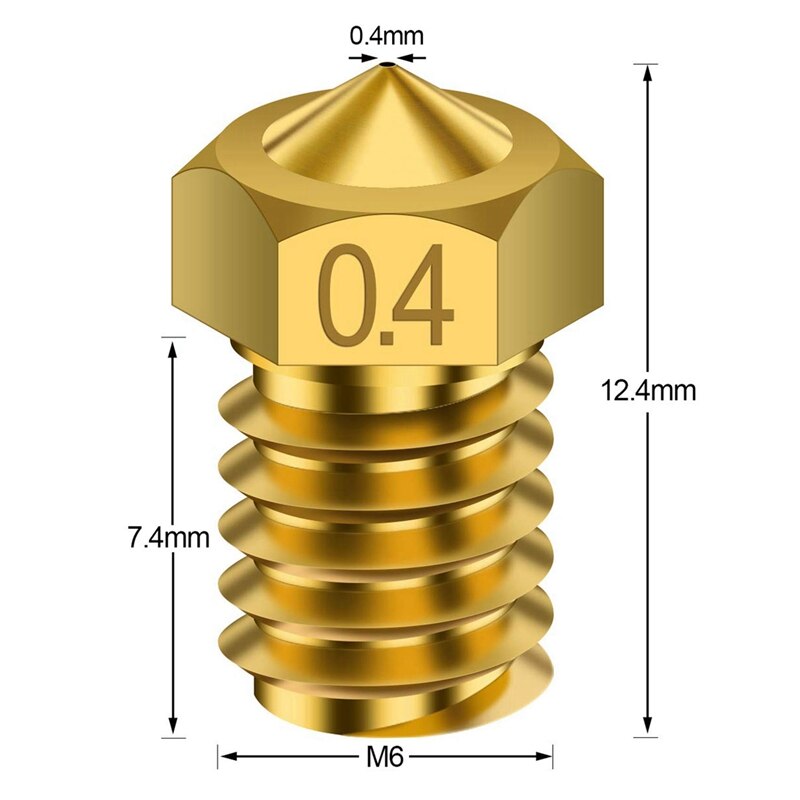 M6 3D Nozzle Extruder Printkop Voor E3D V5-V6 Extruder 3D Printer