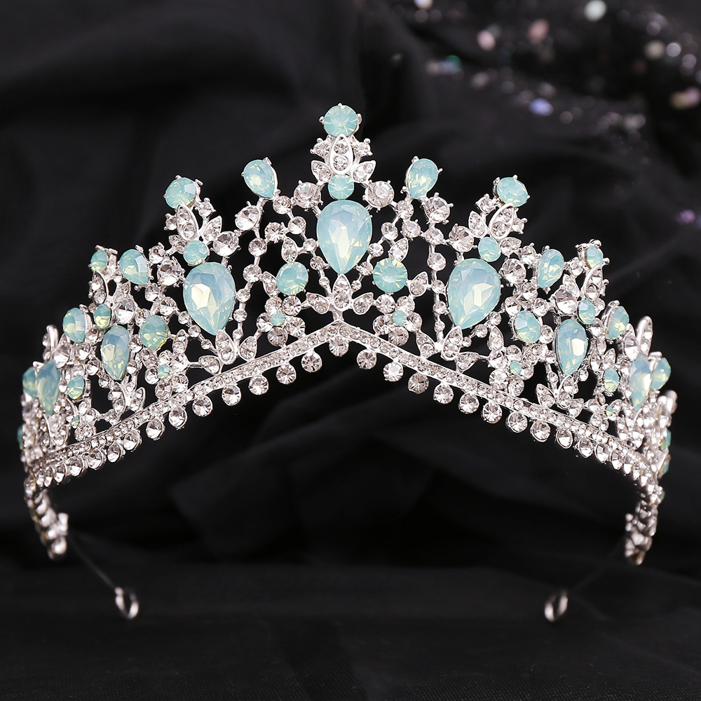 Zilveren Kleur Blauw Opaal Bruiloft Kroon Prinses Hoofdtooi Kristal Bruids Tiara 'S Strass Diadeem Bruiloft Haar Sieraden Accessoires: Antique Bronze Plated