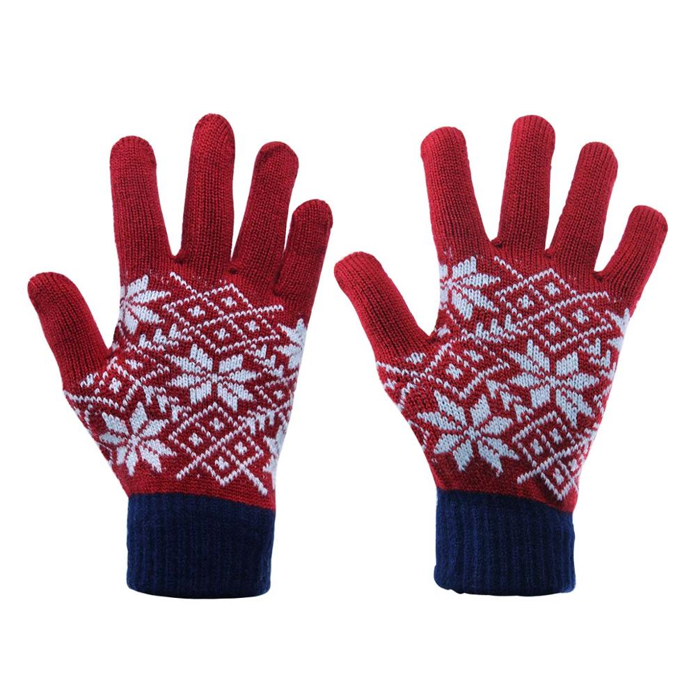 Vrouwen Winter Warme Wanten Mode Stretch Gebreide Sneeuwvlok Patroon Werk Handschoenen