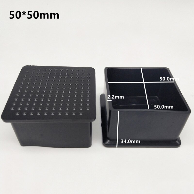 4/8Pcs Square Rubber Chair Leg Caps Non-slip Furniture Table Legs Cover Floor Protector Rubber Feet Pads Furniture leveling Feet: 4PCS 50mm X50mm