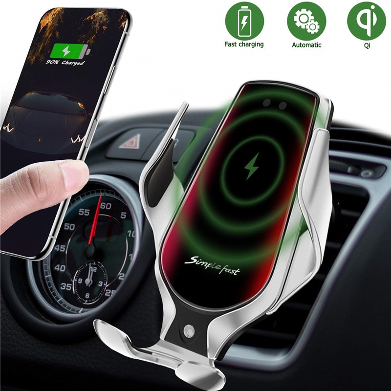 R3 Automatische Spann Auto Qi Drahtlose Ladegerät 10W Schnelle Lade Für Iphone 11 Pro XR XS Huawei P30 Pro auto-Sensor Telefon Halter