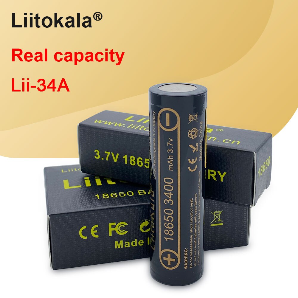 100% Liitokala Lii-34A Voor 3.7 V 18650 Batterij 34a 3400 Mah Oplaadbare Batterij Voor MP3/Zaklamp/fakkels/Lamp