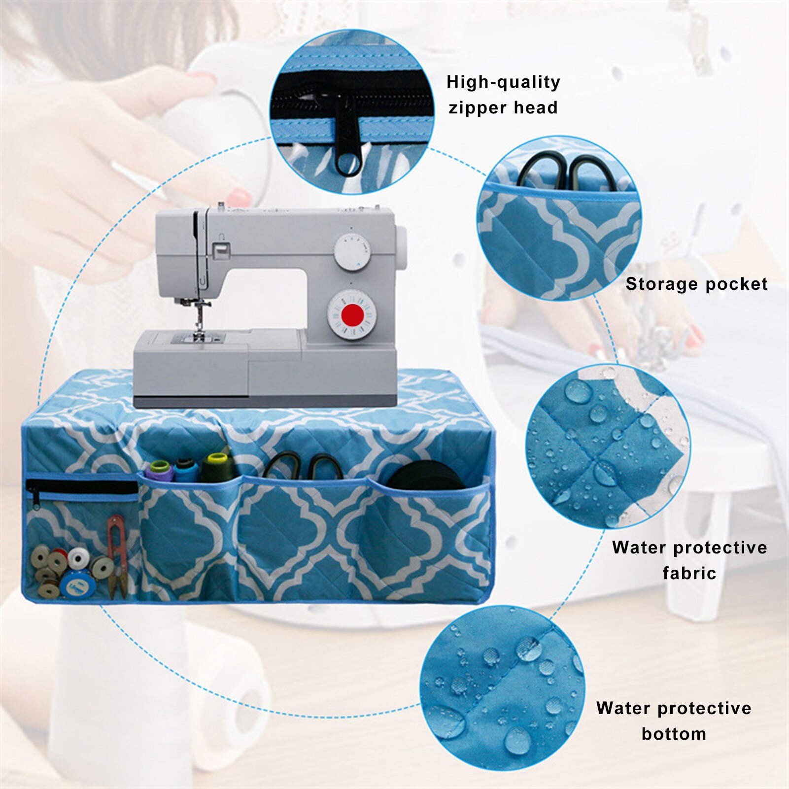 Sewing Machine Mat With Pockets Sewing Machine Protective Dust Cover Sewing Table Accessories Water-Resistant Universal 4 Colors