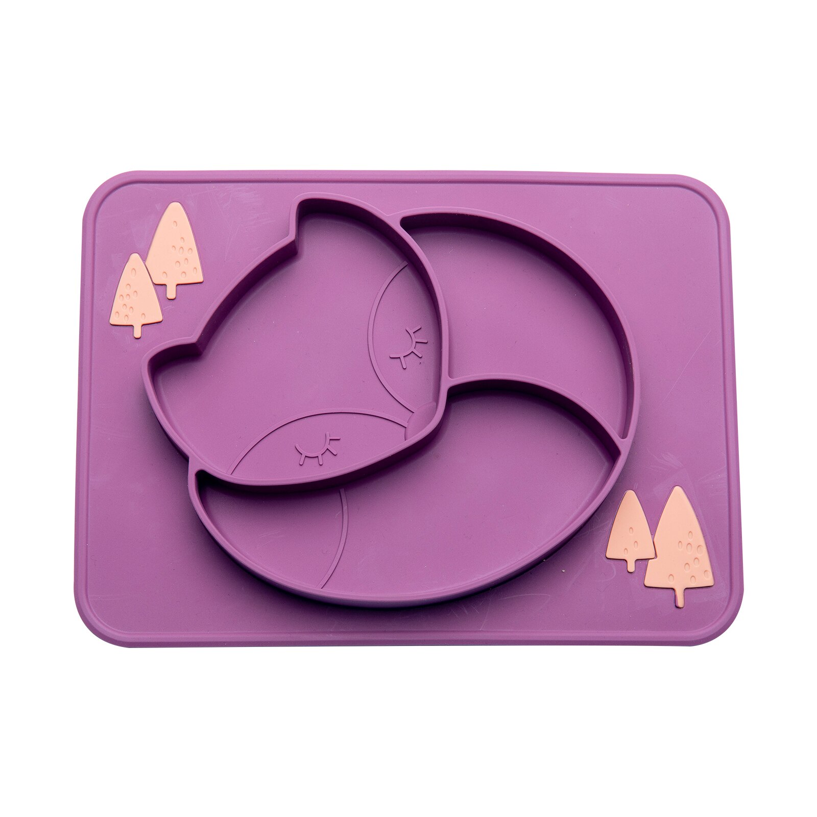 Assiette à manger en Silicone pour bébé, alimentaire, mignon renard, ventouse, vaisselle, bol d&#39;alimentation supplémentaire pour enfants, plats souples, 100%: 2