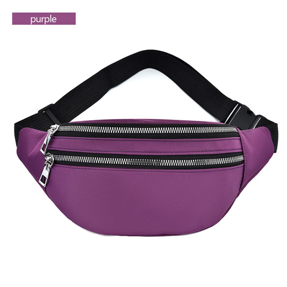 Women Men Colorful Unisex Waistbag Belt Bag Mobile Phone Zipper Pouch Packs Belt Bags: Purple