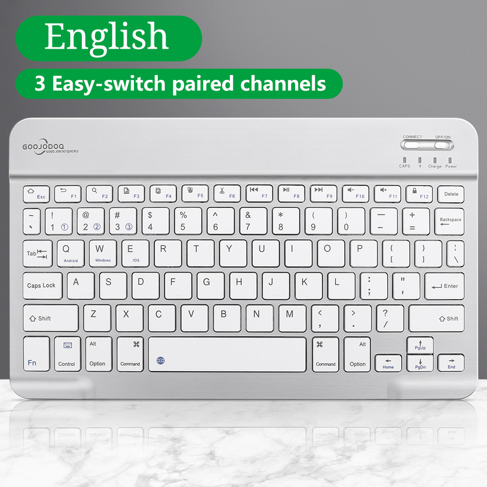 GOOJODOQ Bluetooth Keyboard For iPad Tablet Smartphone Wireless Keyboard And Mouse For Xiaomi Samsung Huawei Teclado Sem Fio: Silver Keyboard