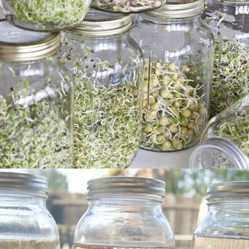 Set Of 3 Stainless Steel Sprouting Jar Lid Kit For Superb Ventilation Fit For Wide Mouth Mason Jars Canning Jars For Making Orga