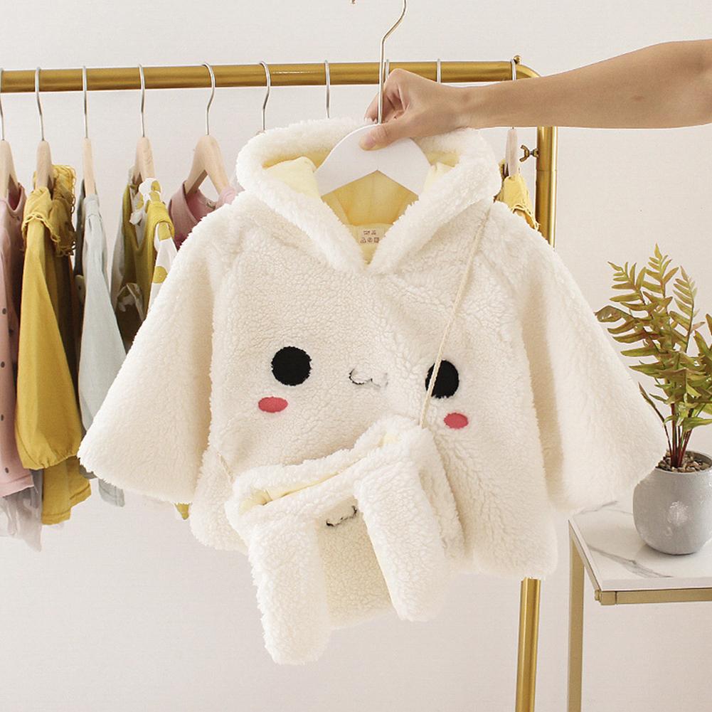 Sweat à capuche en coton pour bébé fille, sweat-shirt à manches longues, vêtements brodés mignons, polaire épais avec sac à bandoulière