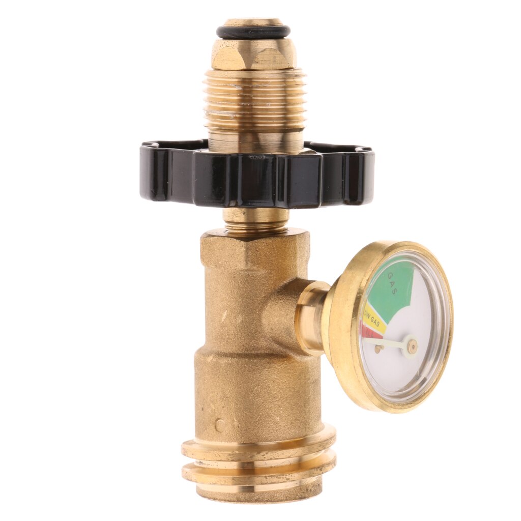 Propane Tank Brass Adapter with Pressure Gauge Master Gas Grill BBQ