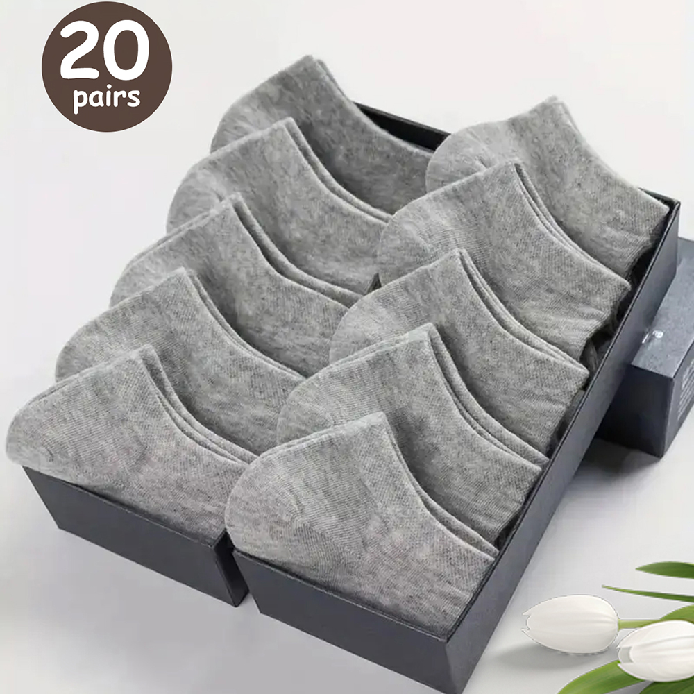 10/20/40 pares de calcetines náuticos para hombre, calcetines deportivos de negocios con absorción de sudor para verano y otoño, calcetines tobilleros versátiles de Color sólido: Negro rojo