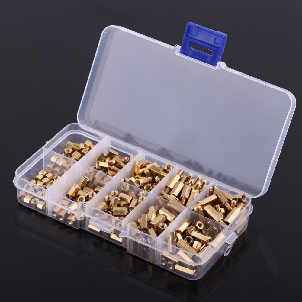 Juego de separadores M3 de latón, separador hexagonal macho y hembra, tablero espaciador, tornillos hexagonales, juego surtido de tuercas, herramientas de carpintería, 300 unids/set por juego