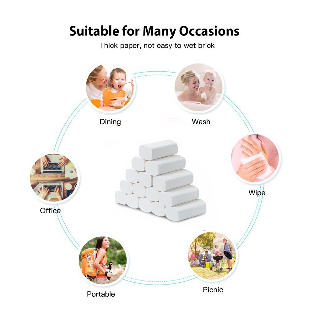 10Rolls Toilet Paper Household Bathroom Tissue Skin-friendly 4 Ply Towels Household Supplies Kitchen paper Health care