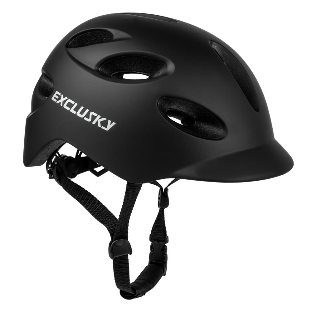 EXCLUSKY Adult Rechargeable USB Safety LED Road Cycling Bicycle Light Helmet Size M and L CE CPSC Certification: black / L   59-62cm