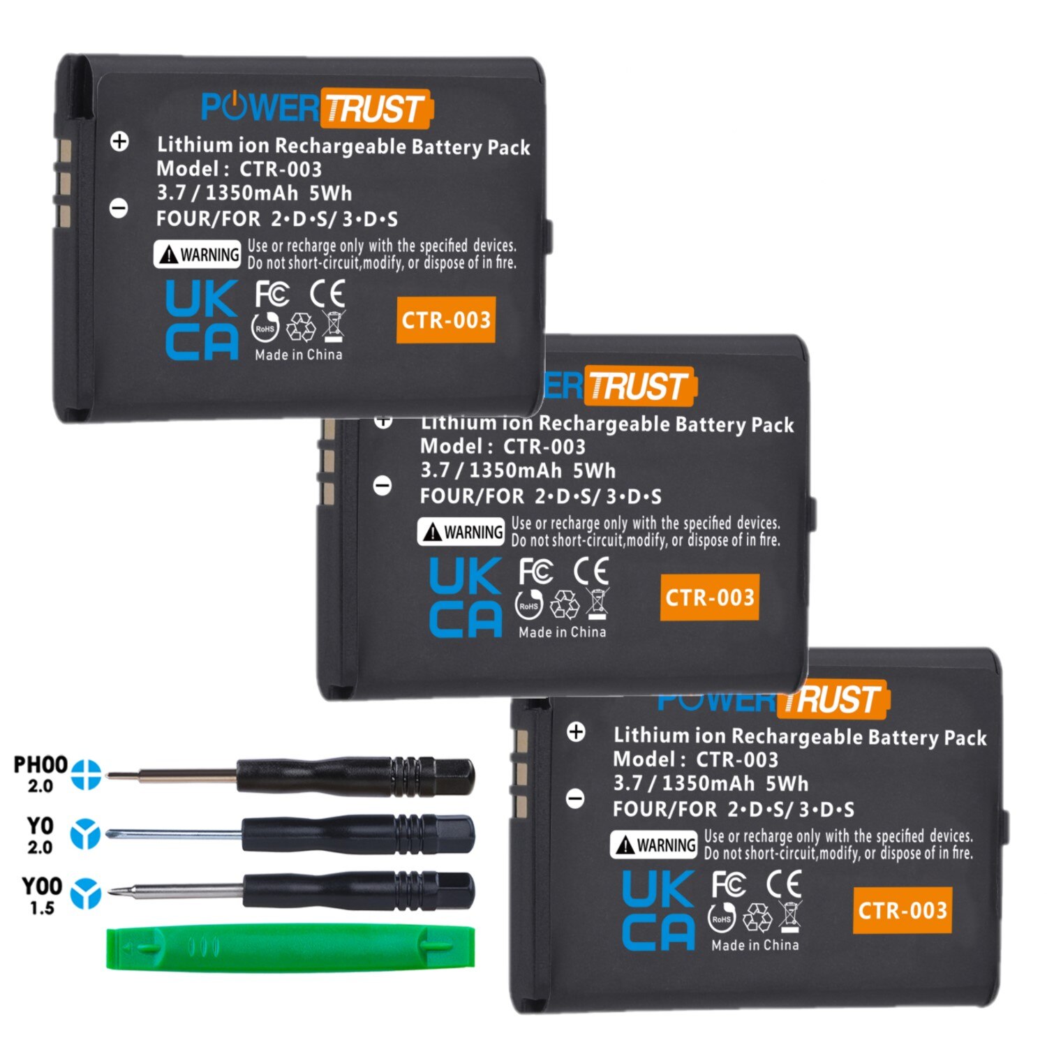 Batterie pour Console de jeu Nintendo 3DS, 2DS XL, 2DS, avec outils, 1350mAh, CTR-003, CTR 003, 1 pièce: 3x Battery