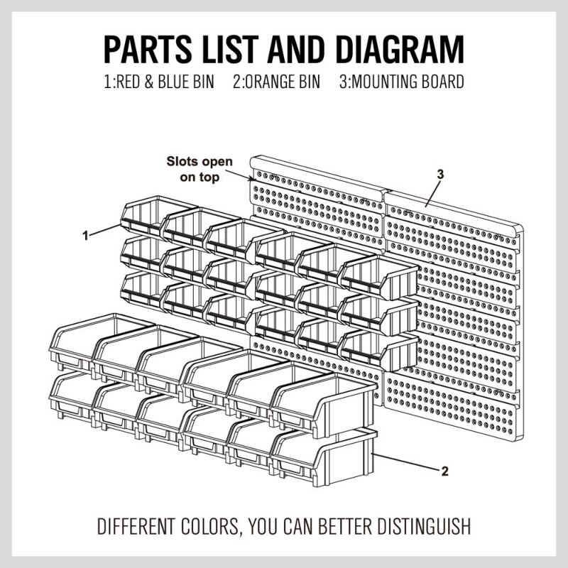 Wall-Mounted Parts box hardware Screw classification Components Storage box Garage Unit Shelving Organiser Plastic toolbox