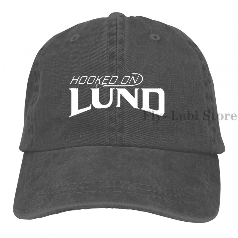 Hooked On Lund Fishing Die Cut Baseball cap men women Trucker Hats adjustable cap: 2-Black