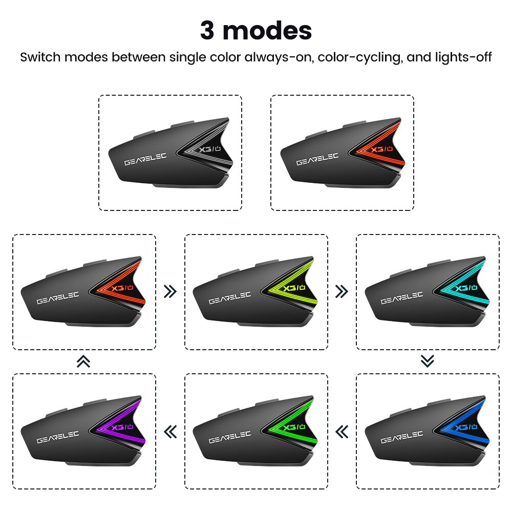 GEARELEC X3 Motorcycle Helmet Headset Wireless Bluetooth Earphones IP65 Waterproof Noise Reduction Supports Hands Free Call