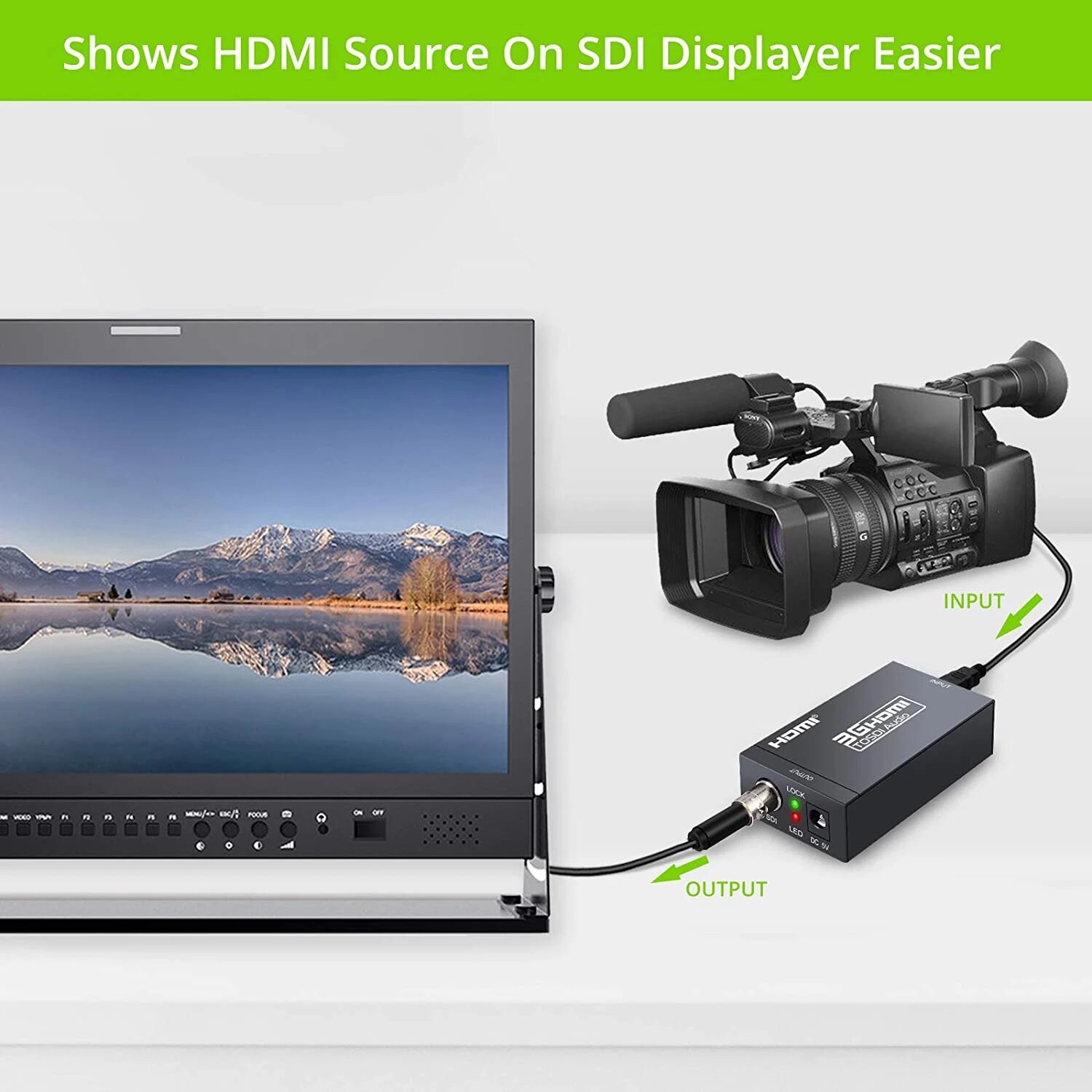3G HDMI to SDI Converter / SDI to HDMI Adapter Audio HD-SDI/3G-SDI Adapter BNC 1080P DAC Converter for Monitor HDTV