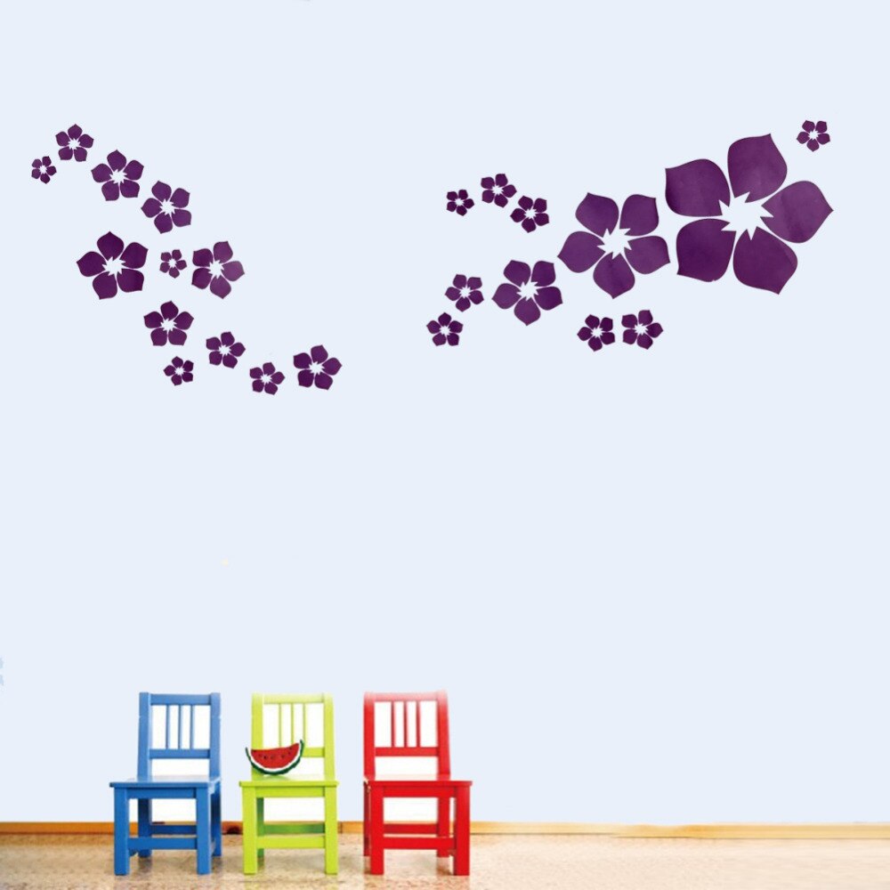 Dark Purple Flower Pattern Art Decal PVC Wall Sticker Bedroom Home Art DIY Decor