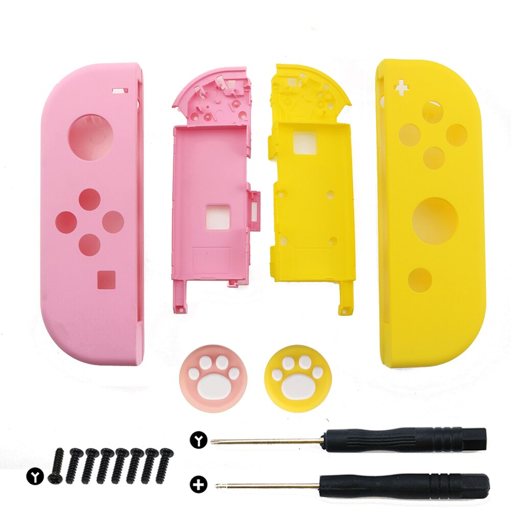 YuXi Plastic Right Left Housing Shell Case Cover for Nintendo Switch NS NX Joy-Con Controller with Silicone Analog Thumb Grip: AF