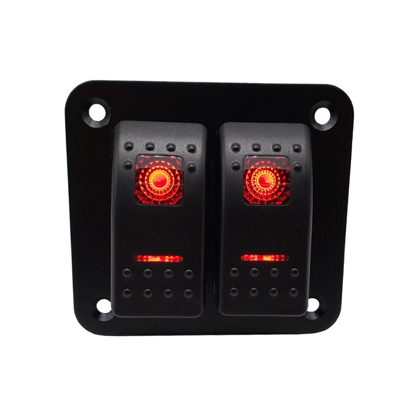 2 Gang Rocker Switch Panel 12-24V LED Waterproof Switch Panel Circuit Breaker for Car Marine Boat Camper Caravans Travel Trailer