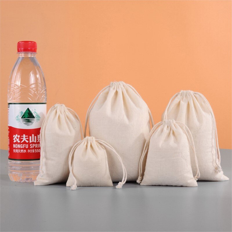 25/50 Stuks 8X10 10X15 13X18 17X23Cm Katoen Trekkoord Zak Verpakking Bag Sieraden Verpakking Drawable Katoenen Tassen Kerst