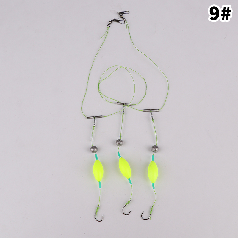 1 Set Size3#-14# Pesca Carp Rigs Fishing Lure Three Hook Fishing Hair Rigs Hook Suspension Anti Bottom Carp Fishing Hook: green
