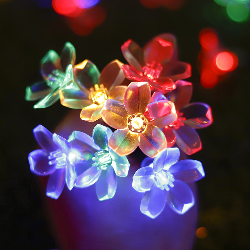 Cour extérieure solaire fée lumières fleurs de cerisier chaîne éclairage lampe pour jardin arrière-cour pelouse clôture Patio décor de noël: Lune bleue / 11-15W