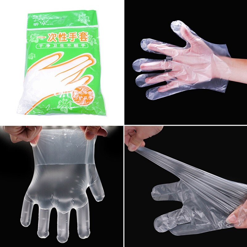 100 stuks plastic wegwerphandschoenen voor restaurantkeukens, barbecues, milieuvriendelijke voedselhandschoenen, beschermende handschoenen