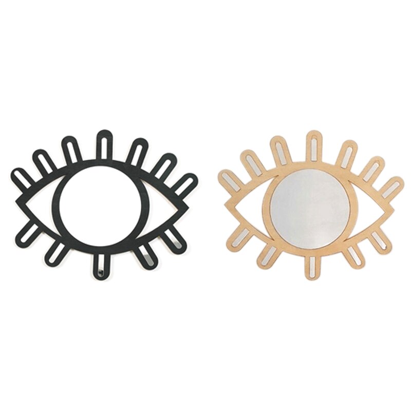 Nordisk stil trevegg speil hjem kunst vegg dekor øye måneformet