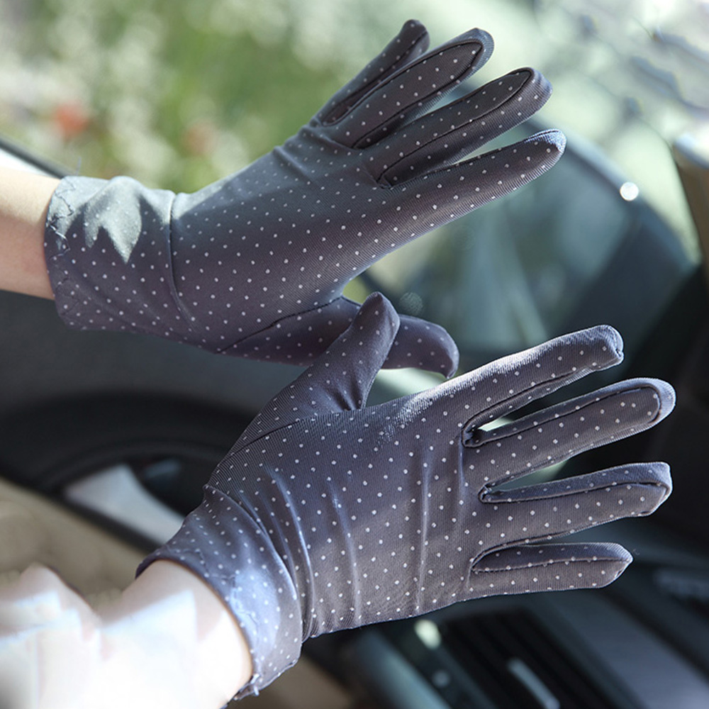 Summer Thin Sun Protection Gloves Unisex Dots Printed Etiquette Dance Gloves Pure Color Elastic Cycling Driving Glove