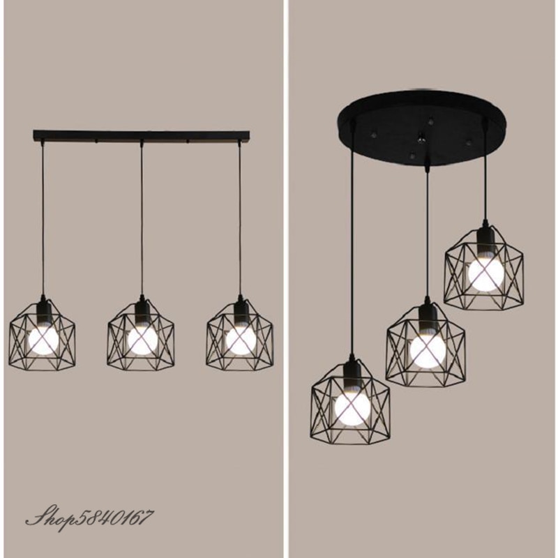 Rustik industriel pendel geometri jern pendel lamper køkkenø lampe pendel loft cafe butik hængende lysarmaturer