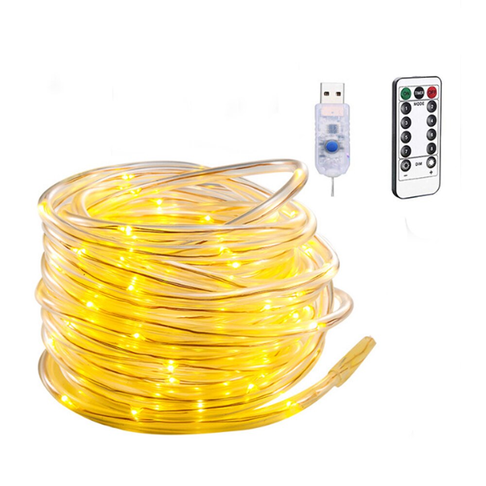 22M/12M LED Rope Light String Garland Waterproof 8 Modes Rainbow Tube Rope Led Strip For Christmas Outdoors Decoration: Warm White / 12M 100Leds