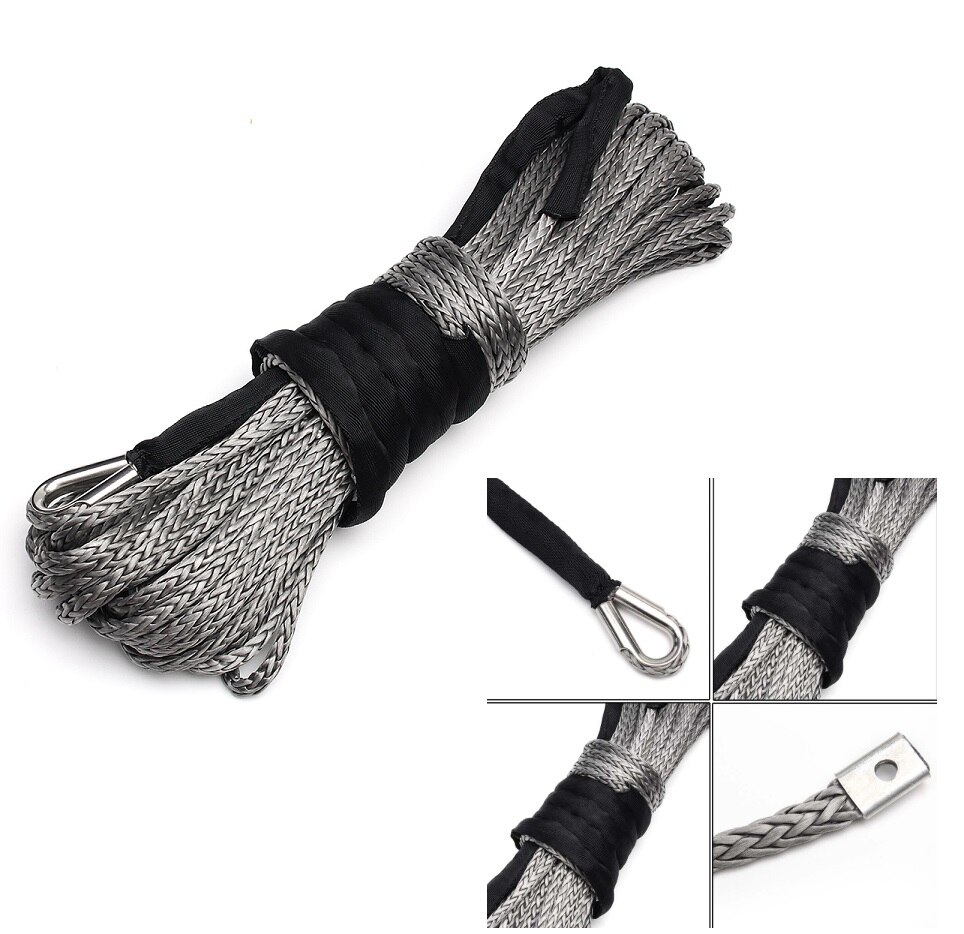 50’ 11000-15000lbs 15M 5-7Ton Towing Winch rope heavy duty Cable String Line Synthetic Fiber For ATV/UTV/SUV/4X4/4WD