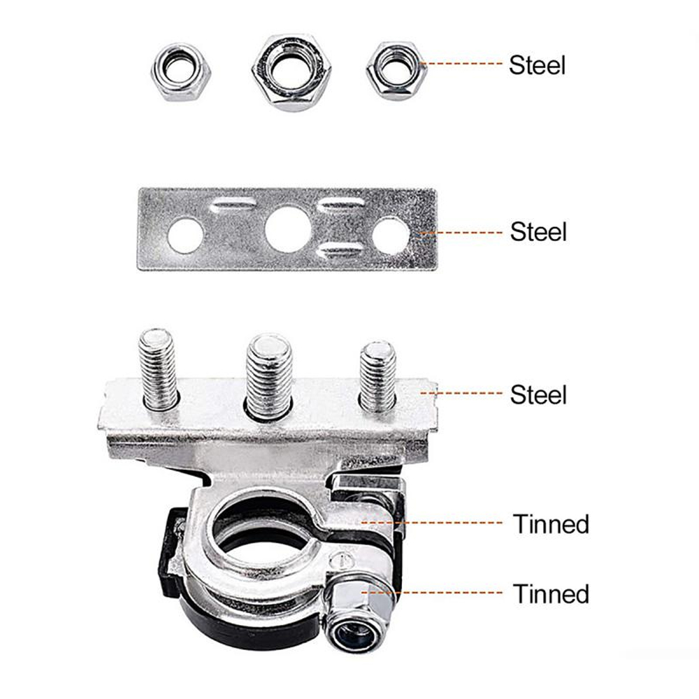 1Set Automotive Car Top Post Battery Terminals Wire Cable Clamp Terminal Connectors Kit Positive and Negative Car Accessories