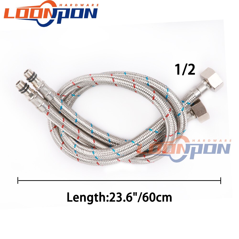 Warm En Koud Water Inlaat Pijp Wees Slang Lange Staaf Staaldraad Explosieveilige Metalen Sanitair Slangen Badkamer Keuken 2Pcs: 1-2