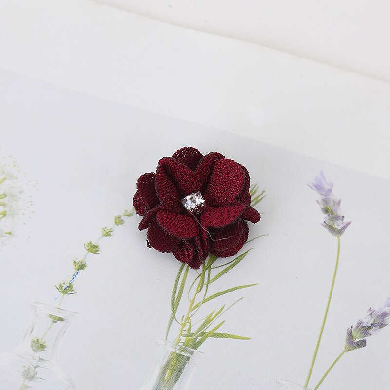 10 stks/partij Multi Kleuren Handgemaakte Kleine Stof Satijnen Bloemen met Rhinestone Applicaties Naaien Bruiloft Kleding Accessoires Bloemen: 6