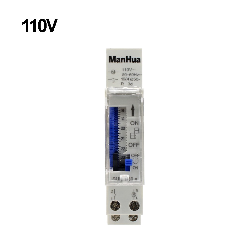 Manhua mekanisk analog tidskontakt 24 timer 110v/220-240 vak mekanisk programmerbar din skinne tidskontakt sul 180a: 110v