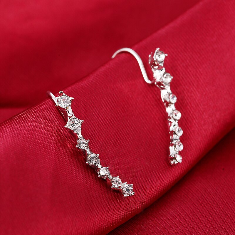 Crystal Rhinestone Ear Cuff Wrap Stud Clip Earrings for Women Jewelry Accessories Long Ear Clip