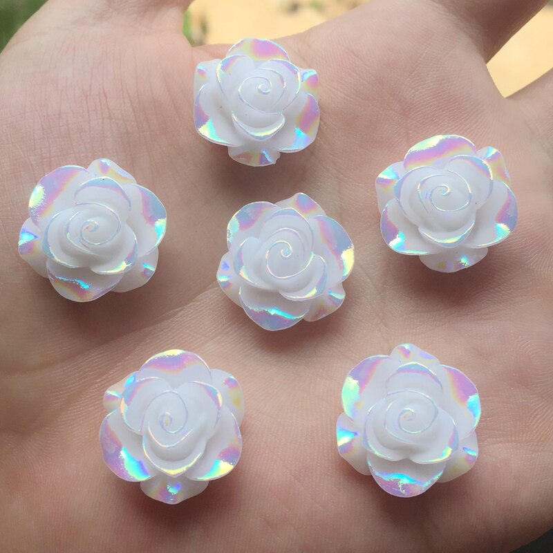 10 Stuks Mode Stijl Bloem Strass Ab Resin Plaksteen 19Mm Handsewing Gem Stones Crystal-E65