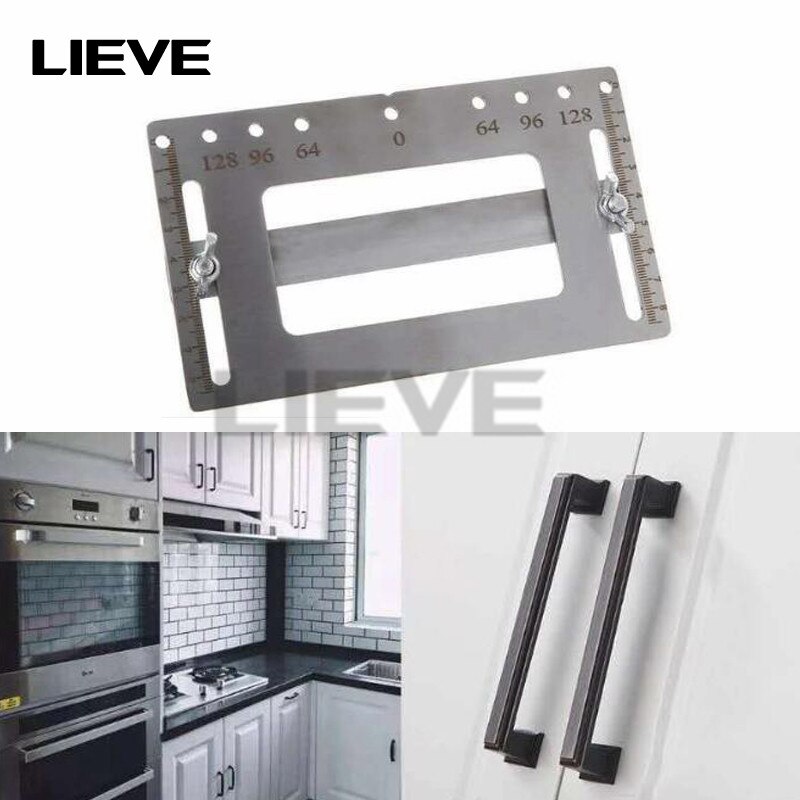 1Set Handle Hole Locator Door Knob and Pull Installation Jig and Shelf Pin Jig Boring Hole Drill Guide Stainless Steel