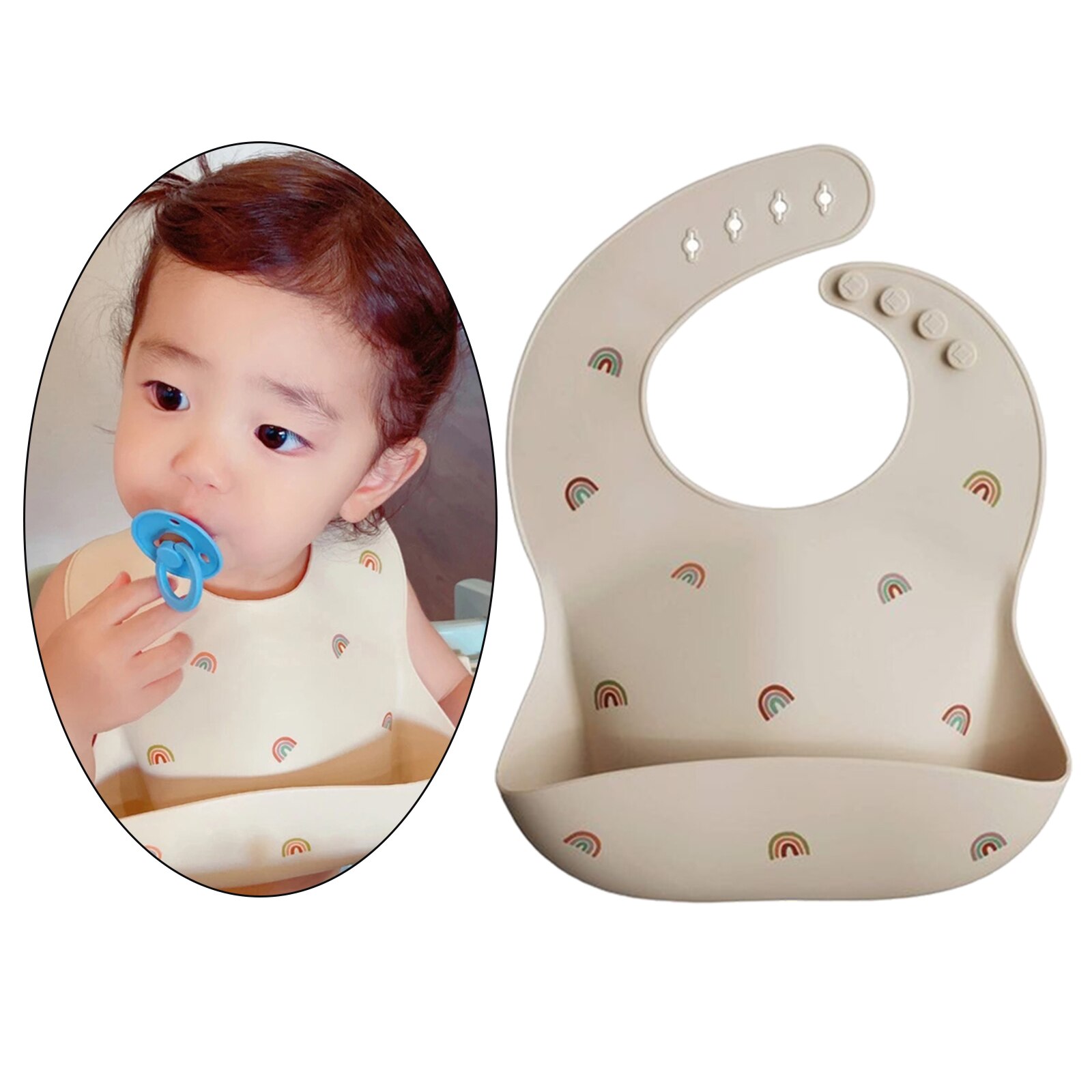 Zachte Siliconen Baby Meisje Jongen Bib Voeden Verstelbare Kids Kinderen Bib Veeg Schoon Bpa Gratis: Rainbow