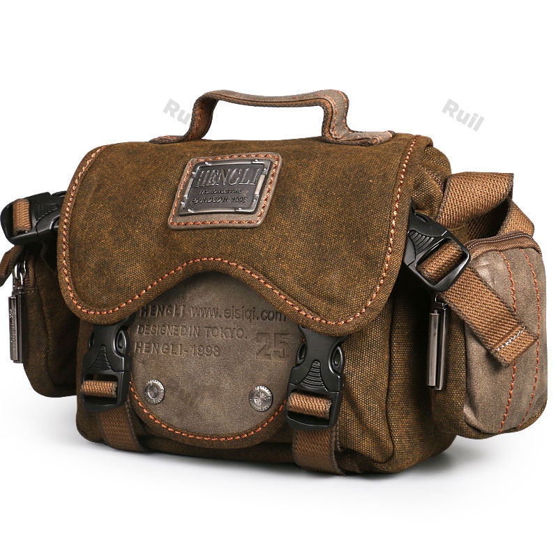 Retro Men Shoulder Camera Bags Leisure Resistant Canvas Cross Messenger Bag Outdoor Wear Resistance Casual Crossbody Bags