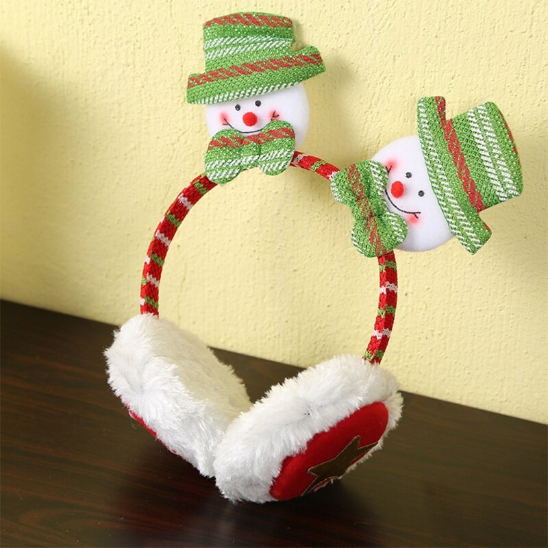 Winter Faux Fur Santa Earmuffs Christmas Earmuffs Cute Knit Fuzzy Ear Muffs for Women Girls Ear Warmers For Kids