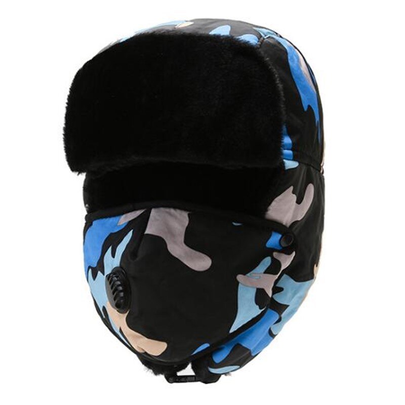 Thicken Mannen Vrouwen Winter Outdoor Warm Houden Oor Bescherming Fietsen Ski Bomber Cap Plus Fluwelen Wol Camo paar Hoed Gorra