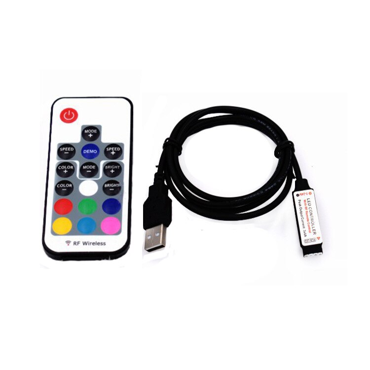 Usb Rgb Led Controller 17key 12A Rf Wireless Mini Remote Controller Voor Rgb 3528 5050 Smd Led Strip Tape Verlichting 5-24V