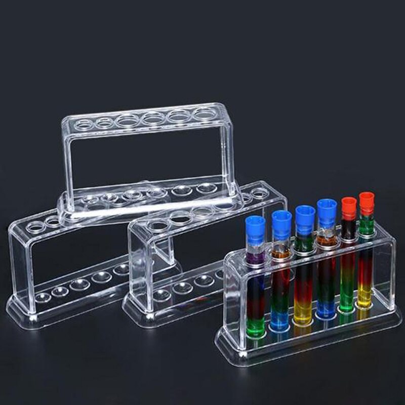 Plastic Test Tube Rack - 6 Holes - Clear Laboratory Stand - School Lab Equipment