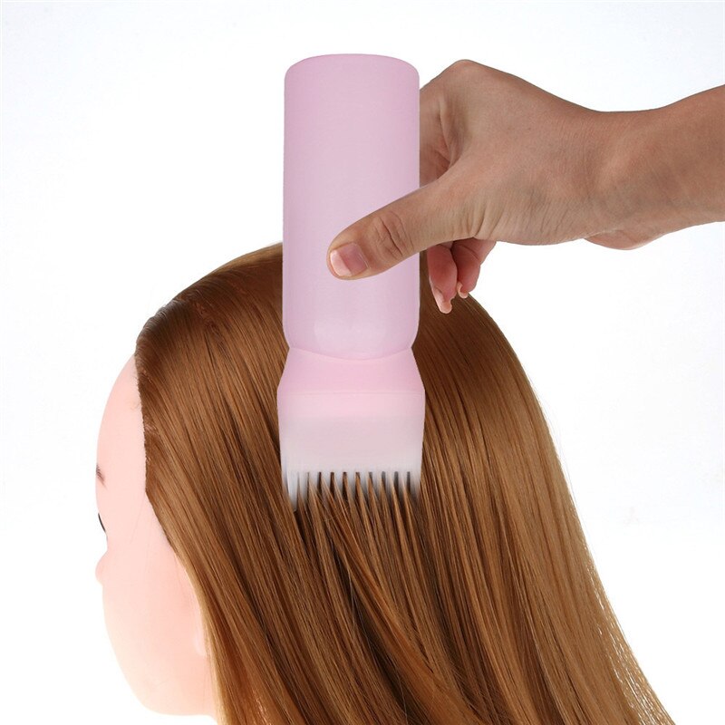 3 Colors Hair Dye Bottle Applicator Brush Dispensing Salon Hair Coloring Dyeing Applicator Bottle: Pink
