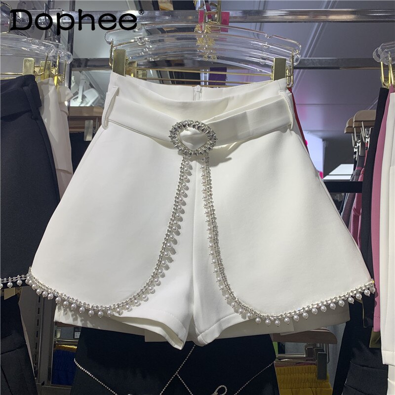 Short trapèze blanc à jambes larges pour femme, tenue assortie avec tout, pantalon court , printemps été 2022